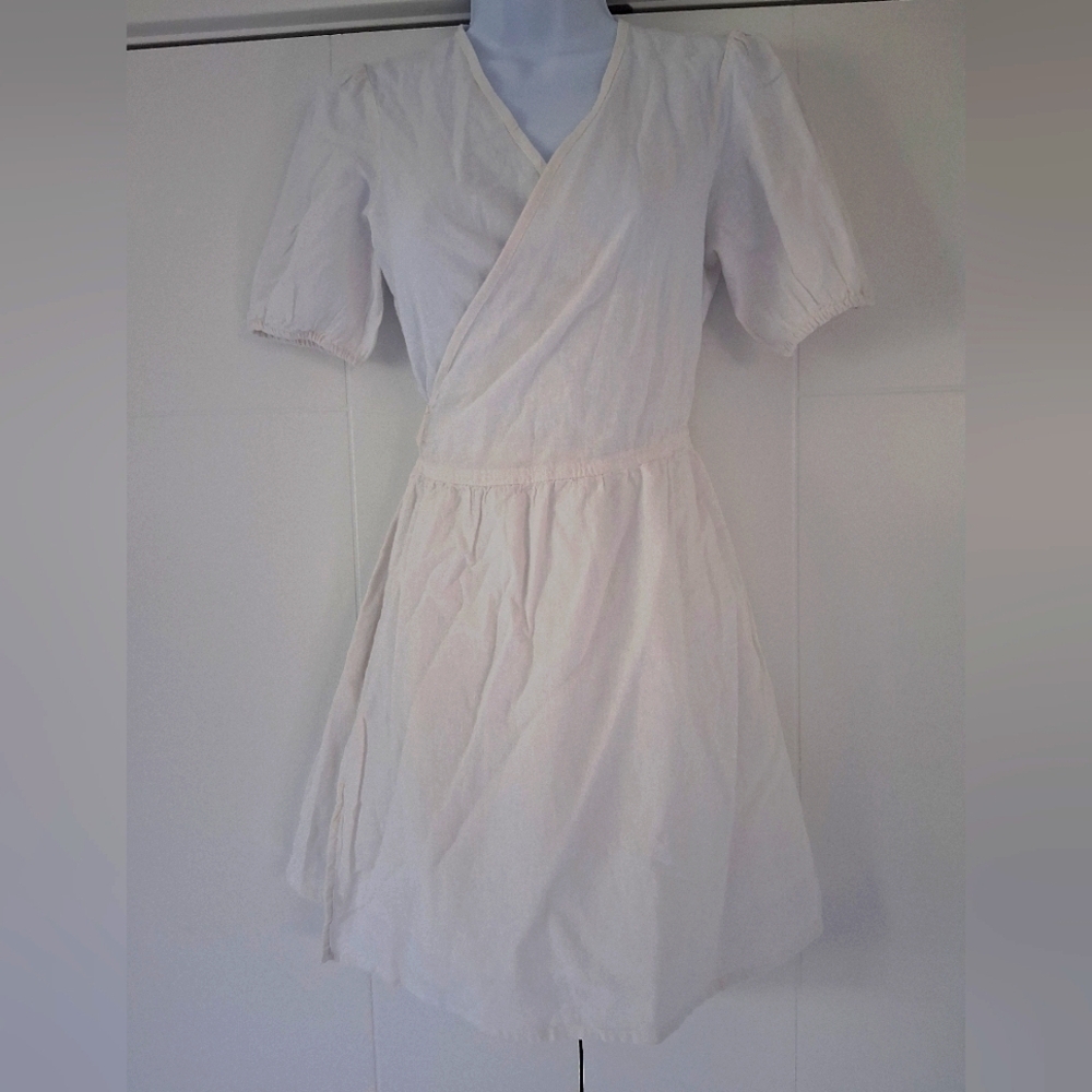 NWT Silver Jeans/ Elegant White Linen Blend Wrap/ Mini Dress/ US XS - Picture 2 of 12